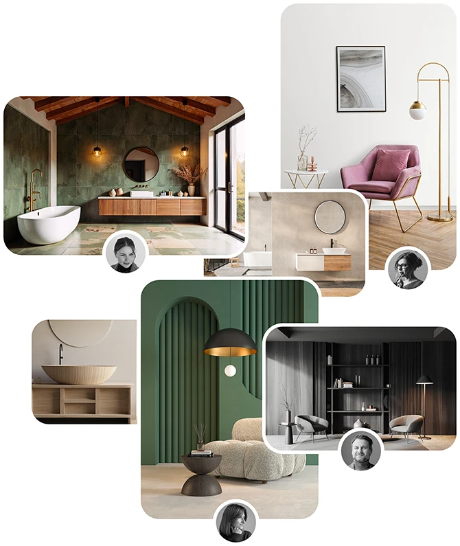 Collage di progetti di interior design