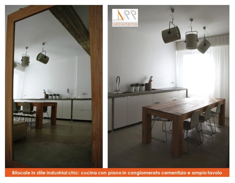 Bilocale in stile industrial chic con pavimento in resina