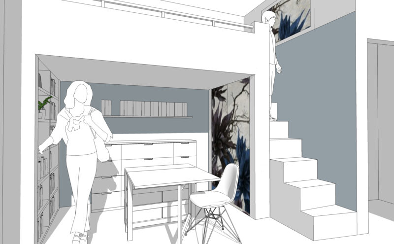 Progetto monolocale con soppalco