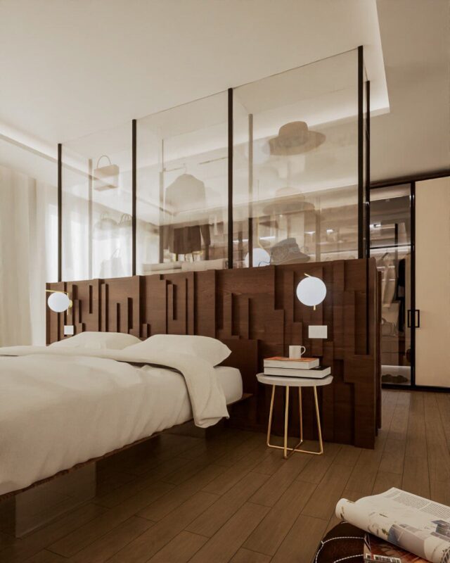 Una camera da letto contemporanea e lussuosa