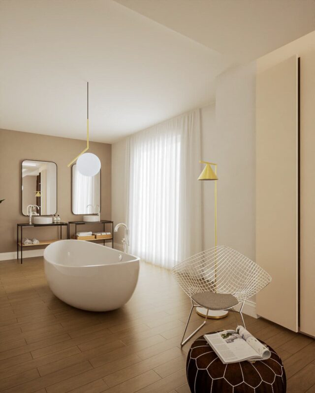 Camera da letto multifunzionale: design moderno con cabina armadio vetrata